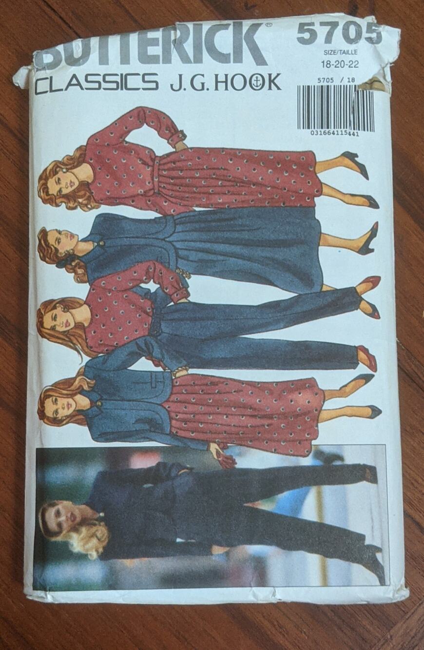 UNCUT Butterick Pattern 5705 J.G. Hook Separates Size 18-22